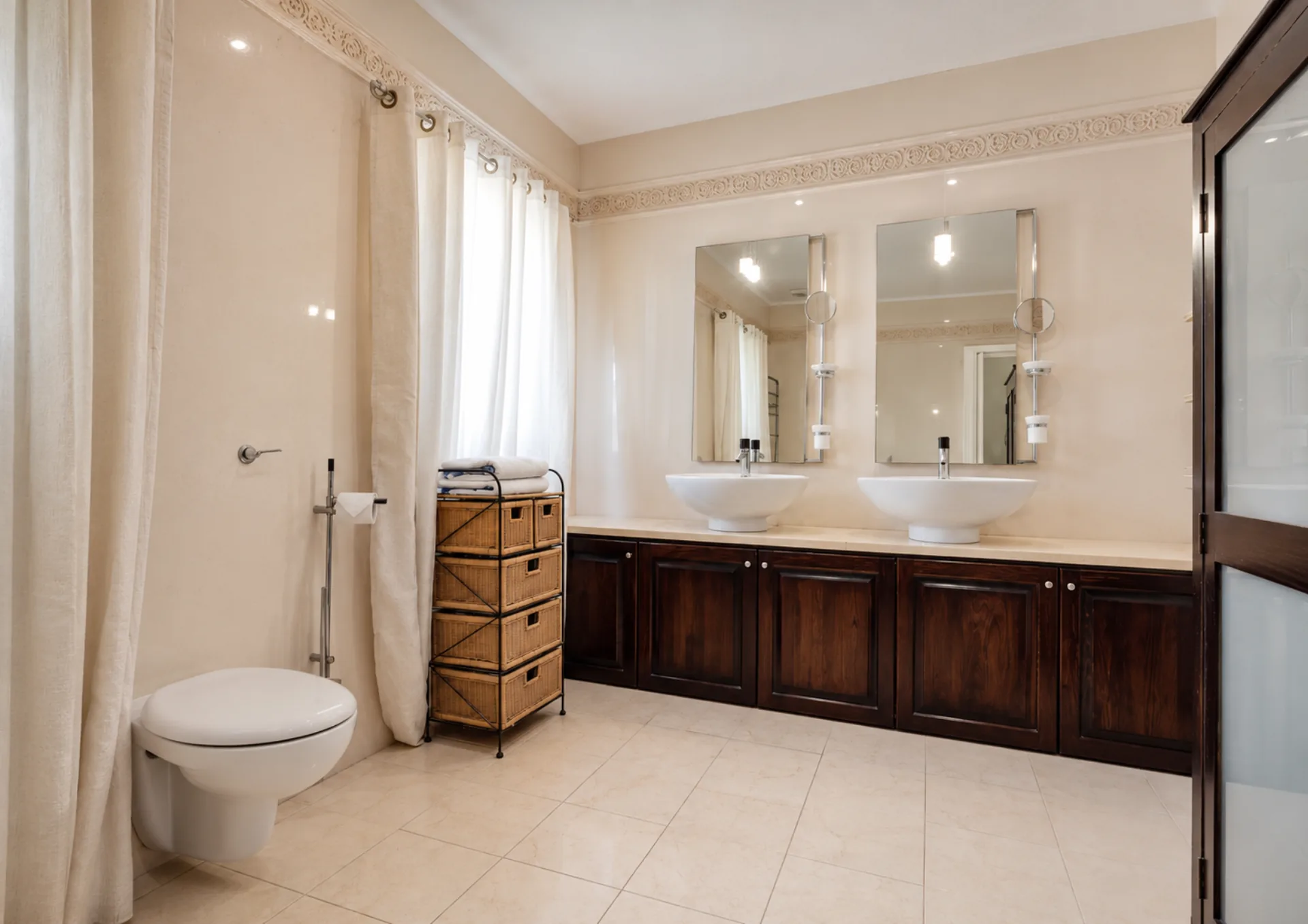 Master ensuite with jacuzzi and rainfall shower at Nine Angels Villa